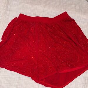 Red Rhinestone Shorts